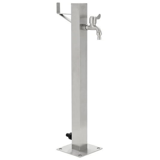 Garten-Wassersäule Edelstahl Quadratisch 65 Cm