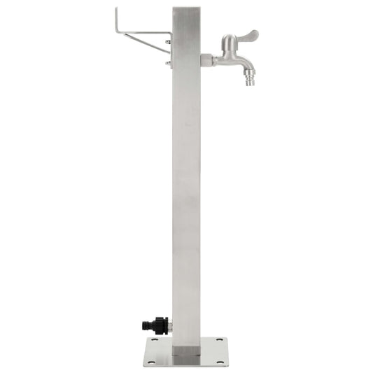 Garten-Wassersäule Edelstahl Quadratisch 65 Cm