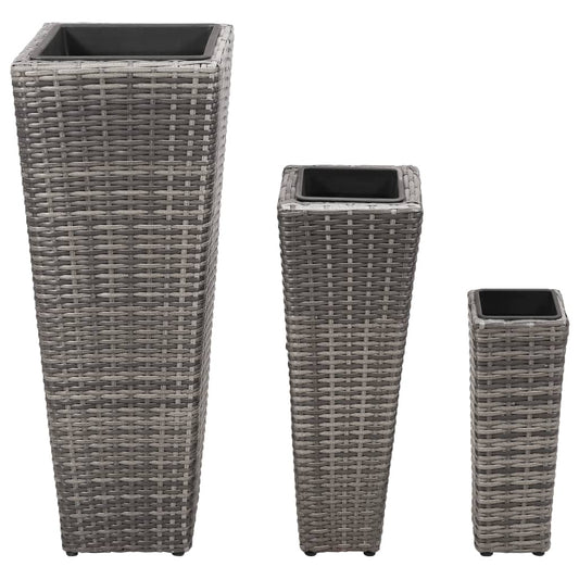 Garten-Hochbeet 3-Tlg. Poly Rattan
