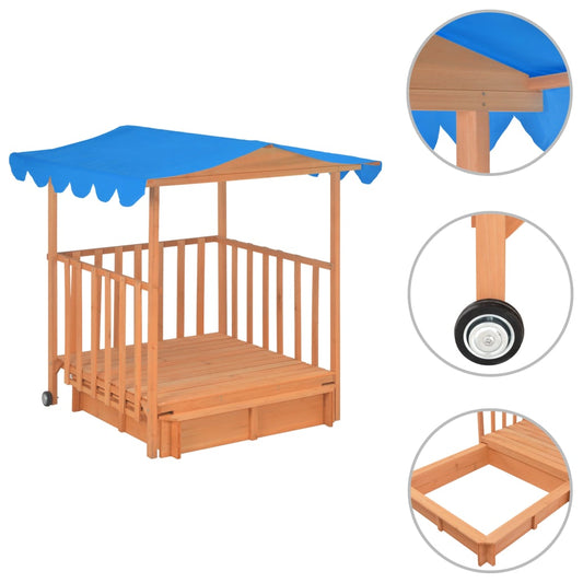 Kinderspielhaus Mit Sandkasten Tannenholz Blau Uv50