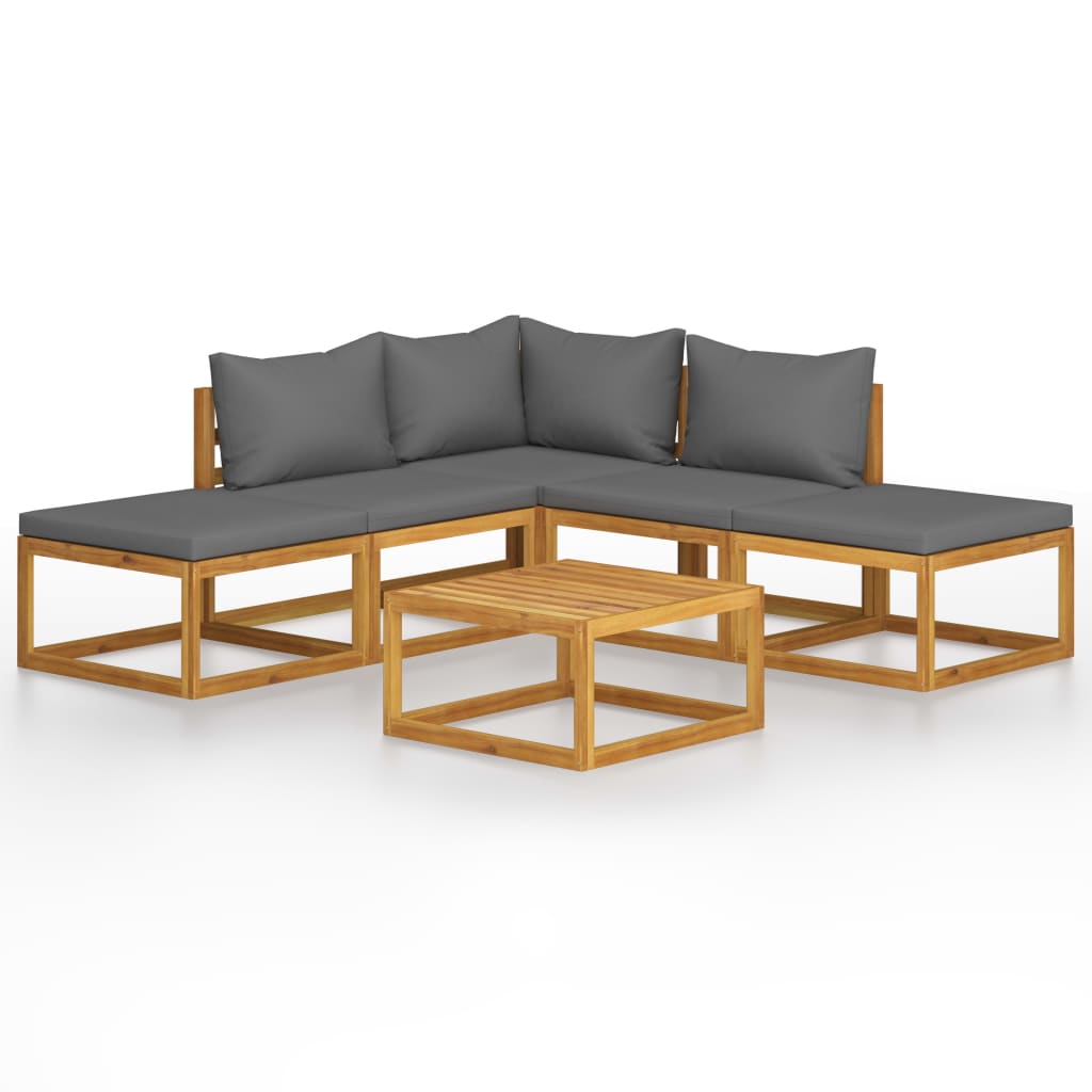 9-Tlg. Garten-Lounge-Set Mit Auflagen Massivholz Akazie