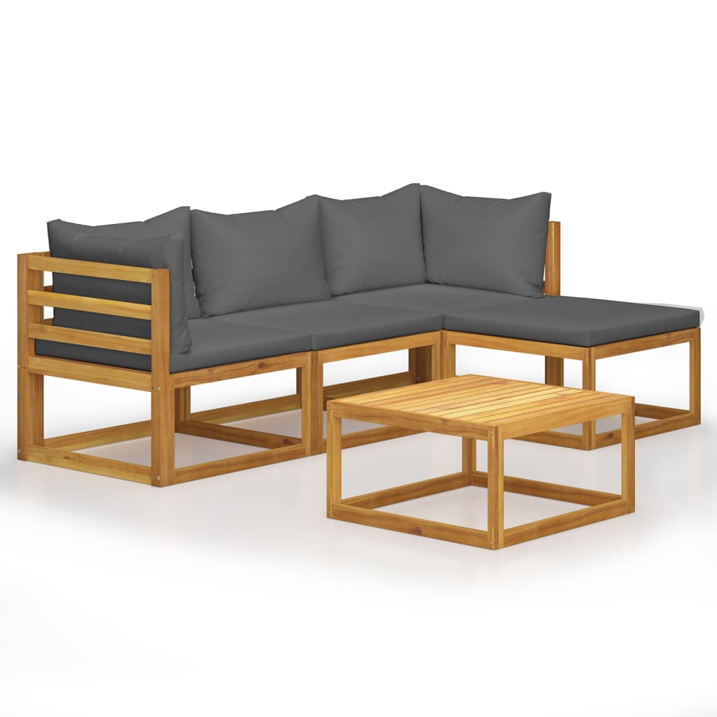 9-Tlg. Garten-Lounge-Set Mit Auflagen Massivholz Akazie