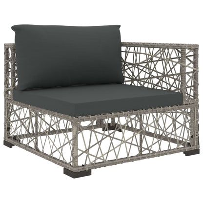 10-Tlg. Garten-Lounge-Set Mit Auflagen Poly Rattan Grau