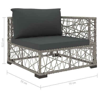 10-Tlg. Garten-Lounge-Set Mit Auflagen Poly Rattan Grau