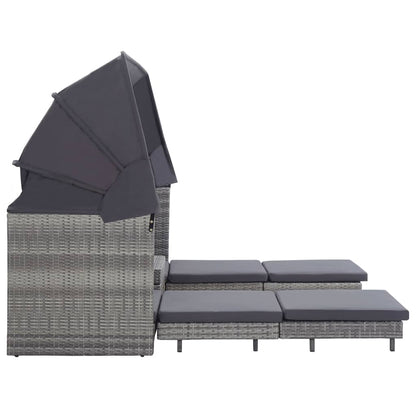 Ausziehbares 3-Sitzer-Schlafsofa Mit Dach Poly Rattan