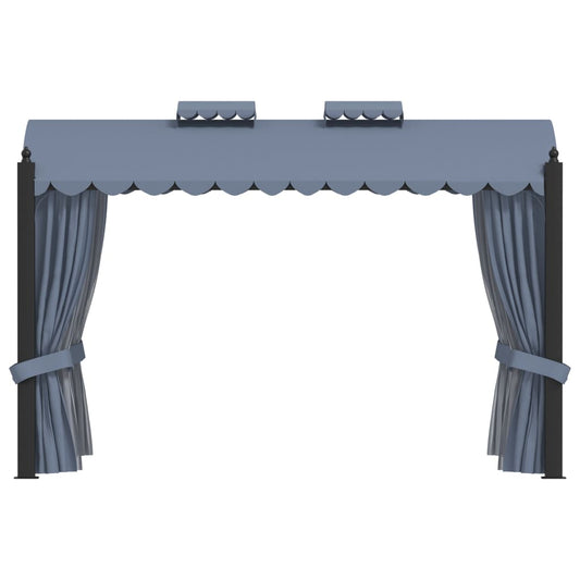 Pavillon Mit Vorhängen 3 X 4 M Anthrazit Stahl