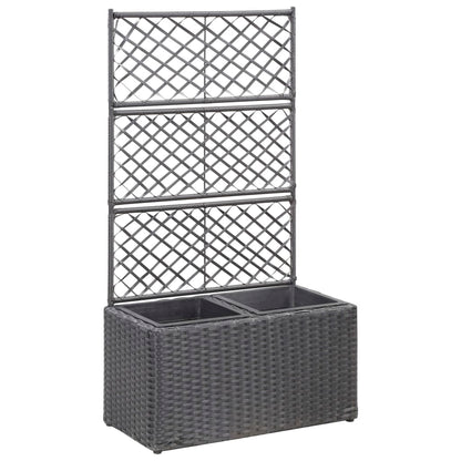 Hochbeet Mit Rankgitter 2 Töpfe 58×30×107Cm Poly Rattan