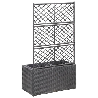 Hochbeet Mit Rankgitter 2 Töpfe 58×30×107Cm Poly Rattan