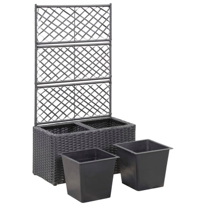 Hochbeet Mit Rankgitter 2 Töpfe 58×30×107Cm Poly Rattan