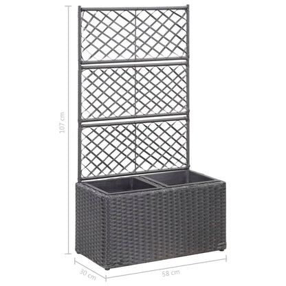 Hochbeet Mit Rankgitter 2 Töpfe 58×30×107Cm Poly Rattan