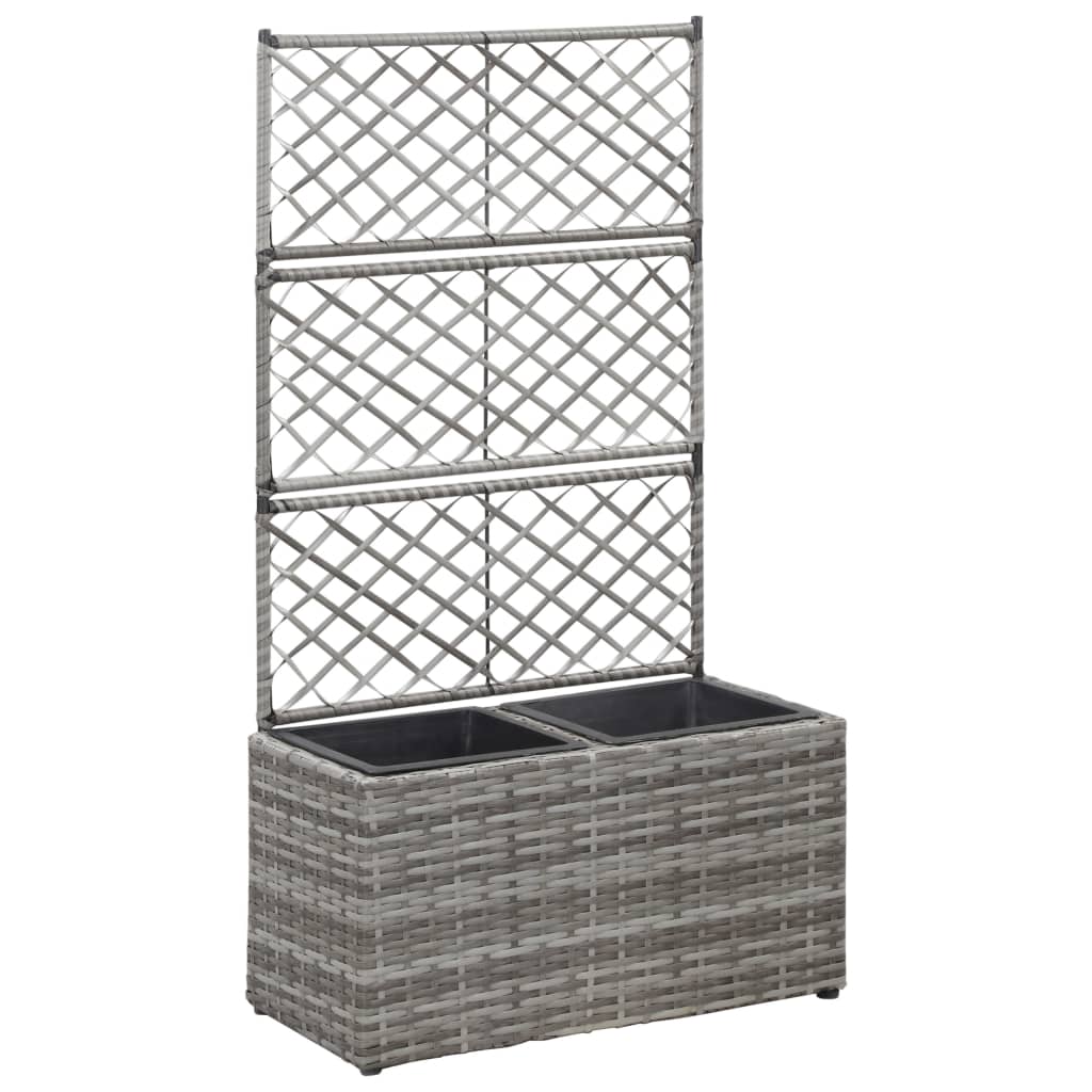 Hochbeet Mit Rankgitter 2 Töpfe 58×30×107Cm Poly Rattan