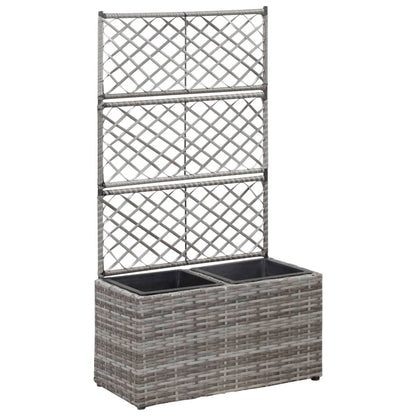 Hochbeet Mit Rankgitter 2 Töpfe 58×30×107Cm Poly Rattan