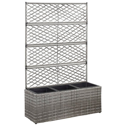 Hochbeet Mit Rankgitter 2 Töpfe 58×30×107Cm Poly Rattan