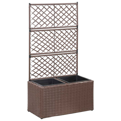 Hochbeet Mit Rankgitter 2 Töpfe 58×30×107Cm Poly Rattan