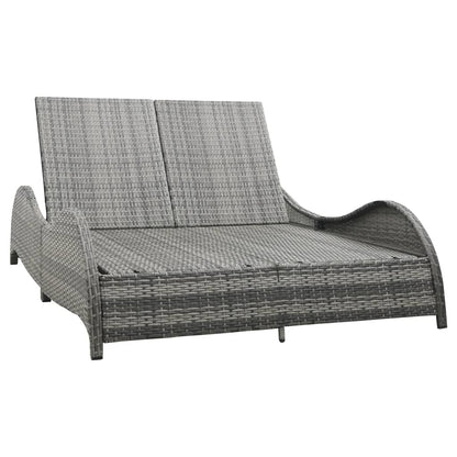 Doppel-Sonnenliege Mit Auflage Poly Rattan Anthrazit