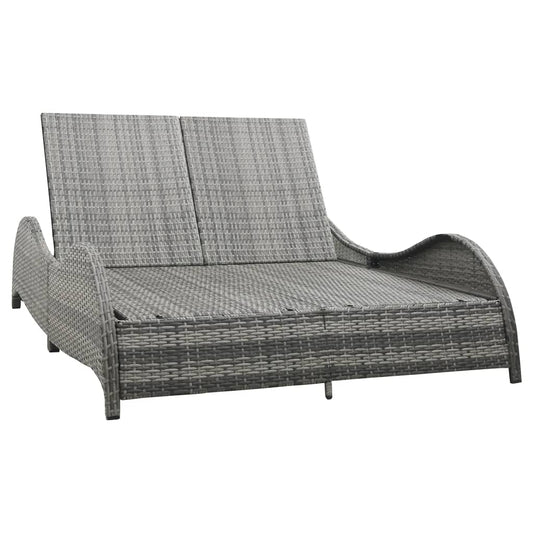 Doppel-Sonnenliege Mit Auflage Poly Rattan Anthrazit