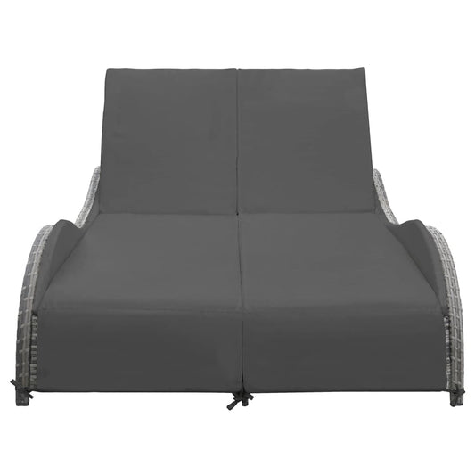 Doppel-Sonnenliege Mit Auflage Poly Rattan Anthrazit