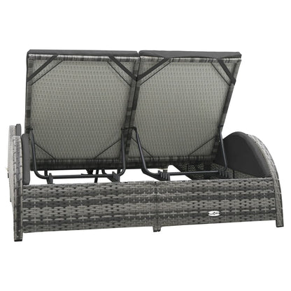 Doppel-Sonnenliege Mit Auflage Poly Rattan Anthrazit
