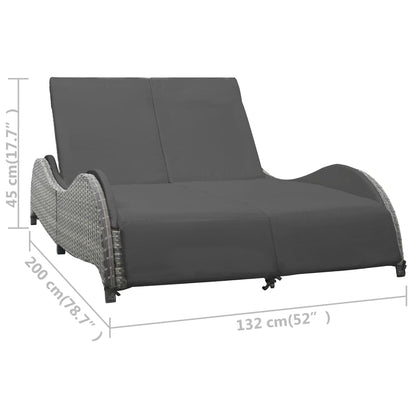 Doppel-Sonnenliege Mit Auflage Poly Rattan Anthrazit