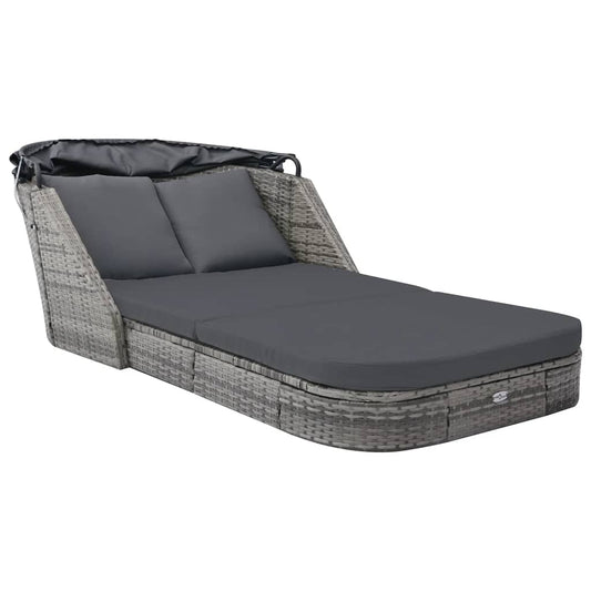 Sonnenliege Mit Dach Poly Rattan Anthrazit