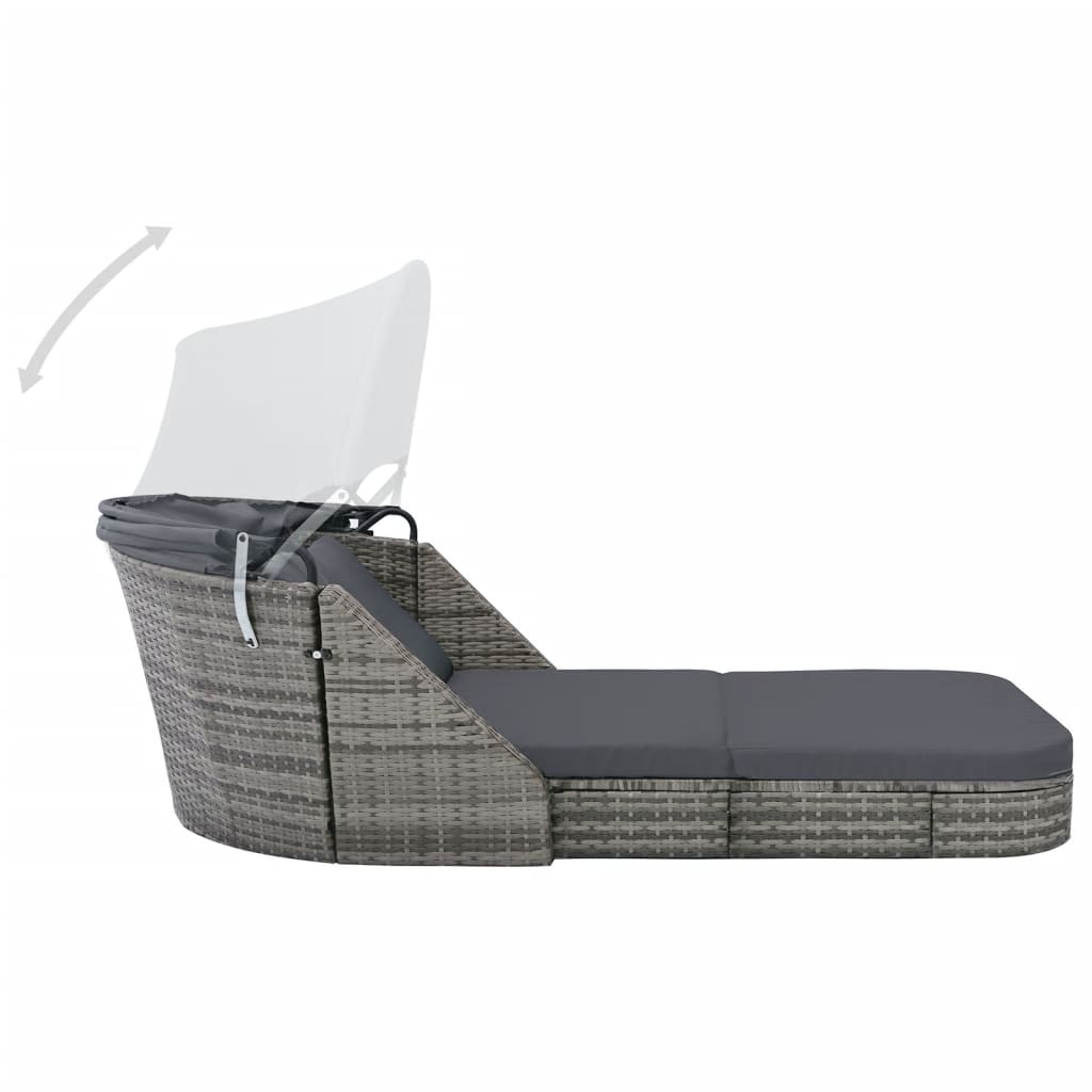 Sonnenliege Mit Dach Poly Rattan Anthrazit