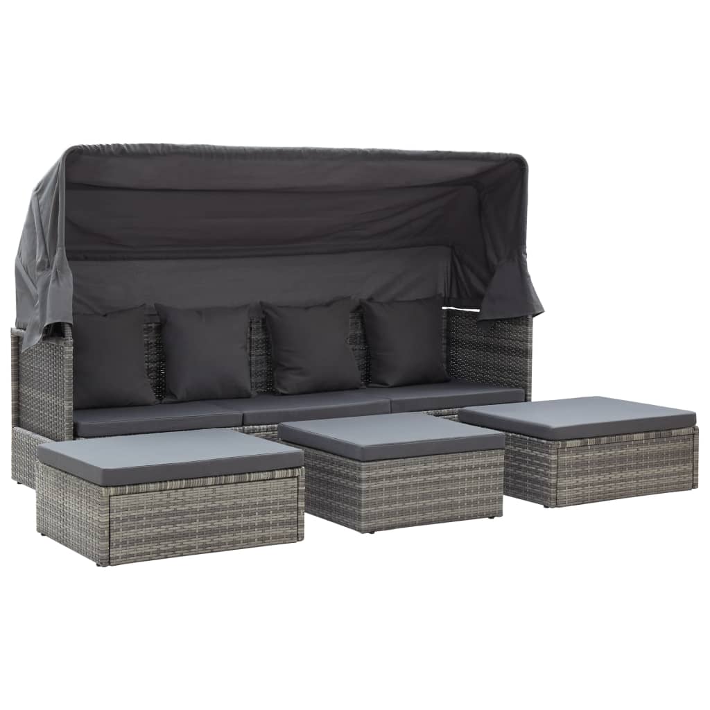 Garten-Sonneninsel Mit Dach Töne Poly Rattan