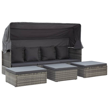 Garten-Sonneninsel Mit Dach Töne Poly Rattan