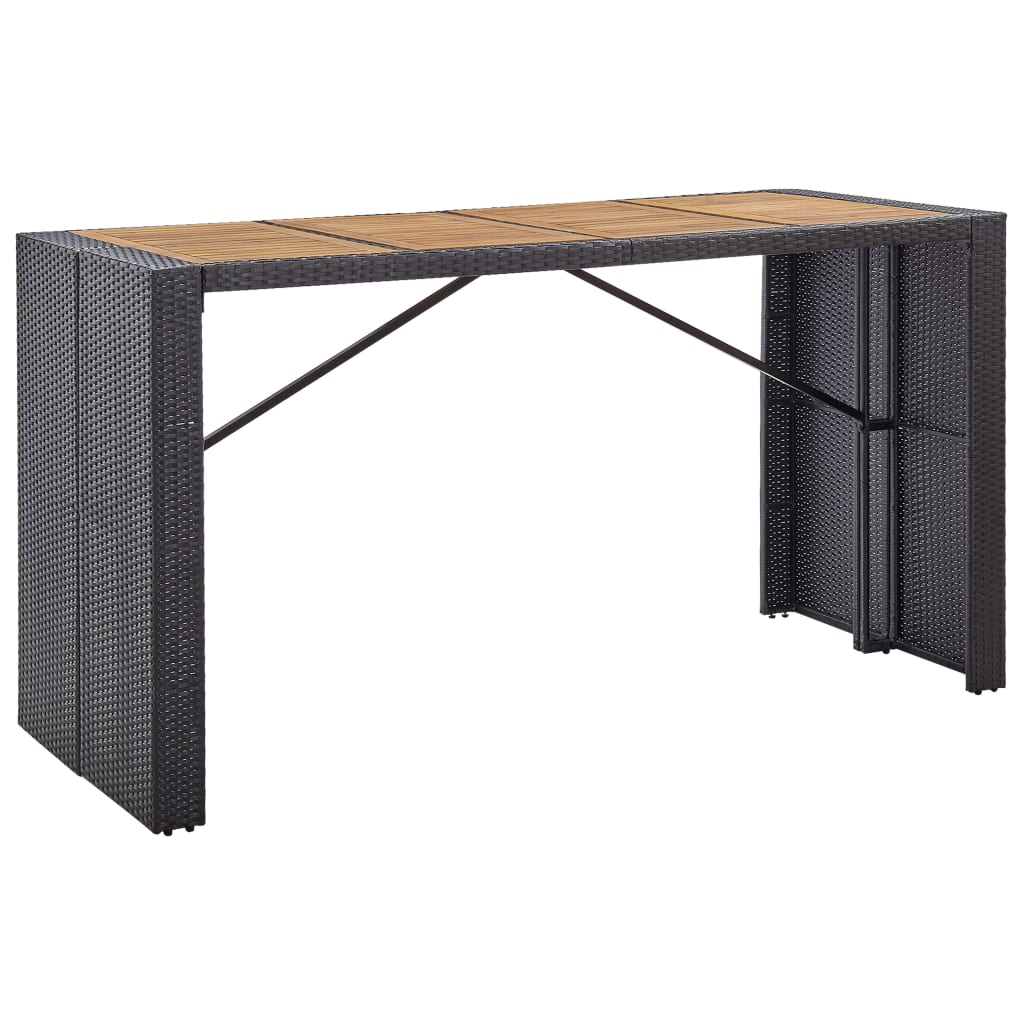 9-Tlg. Garten-Bar-Set Poly Rattan Und Akazienholz