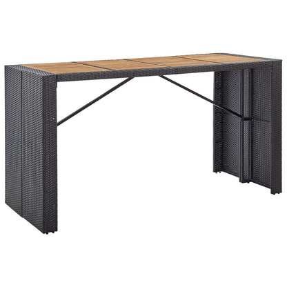 9-Tlg. Garten-Bar-Set Poly Rattan Und Akazienholz