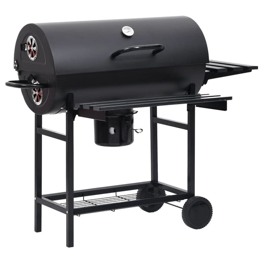 Grillwagen Mit Rädern Und Ablagen Schwarz Stahl 115X85X95 Cm