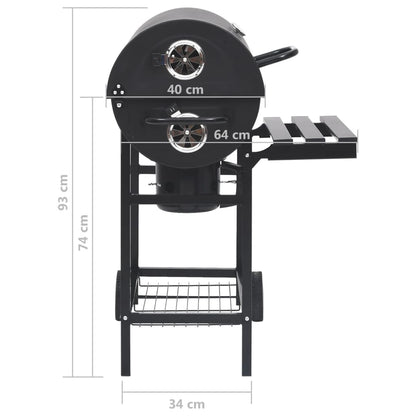 Grillwagen Mit Rädern Und Ablagen Schwarz Stahl 115X85X95 Cm