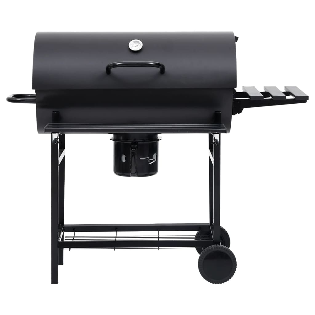 Grillwagen Mit Rädern Und Ablagen Schwarz Stahl 115X85X95 Cm