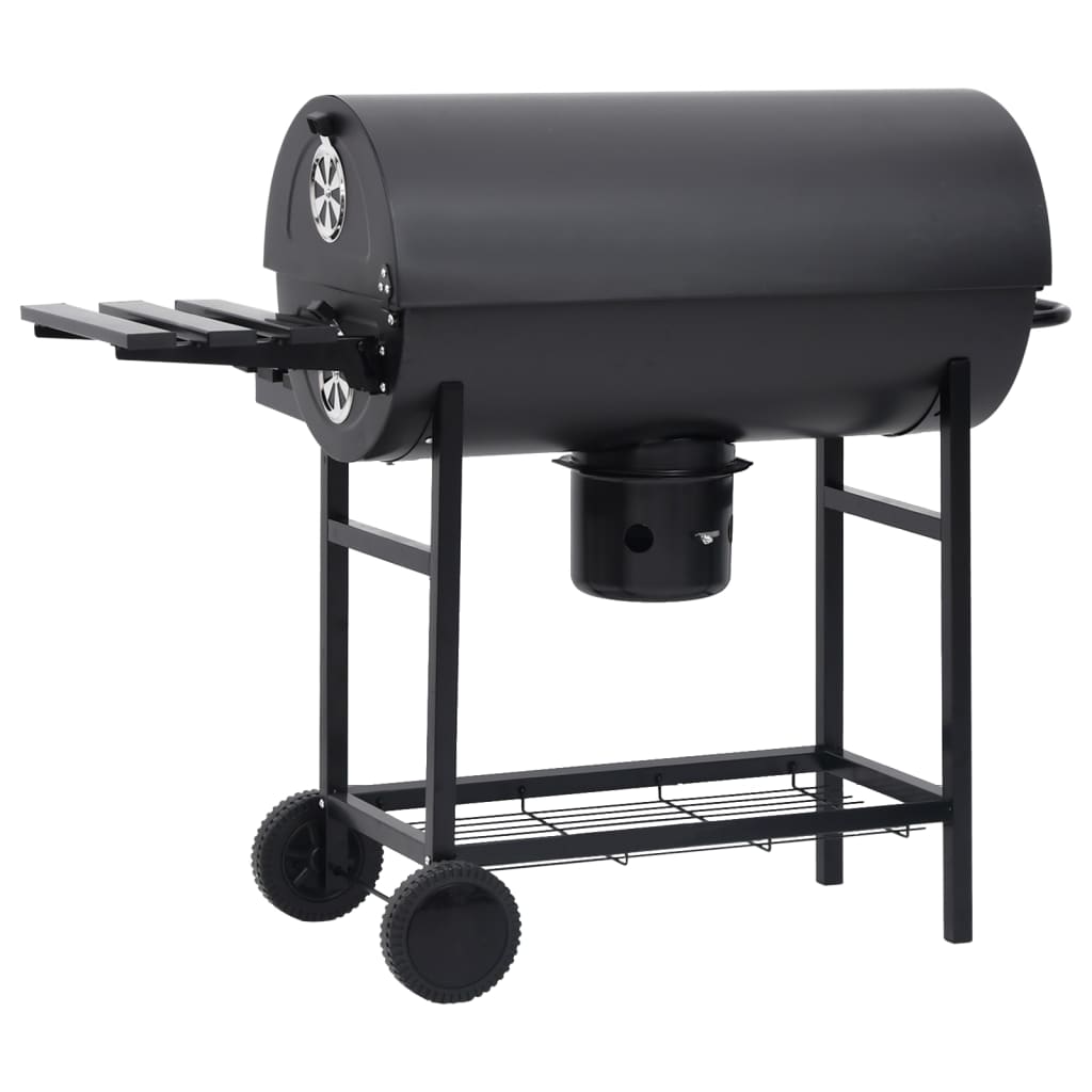 Grillwagen Mit Rädern Und Ablagen Schwarz Stahl 115X85X95 Cm