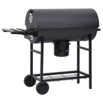 Grillwagen Mit Rädern Und Ablagen Schwarz Stahl 115X85X95 Cm