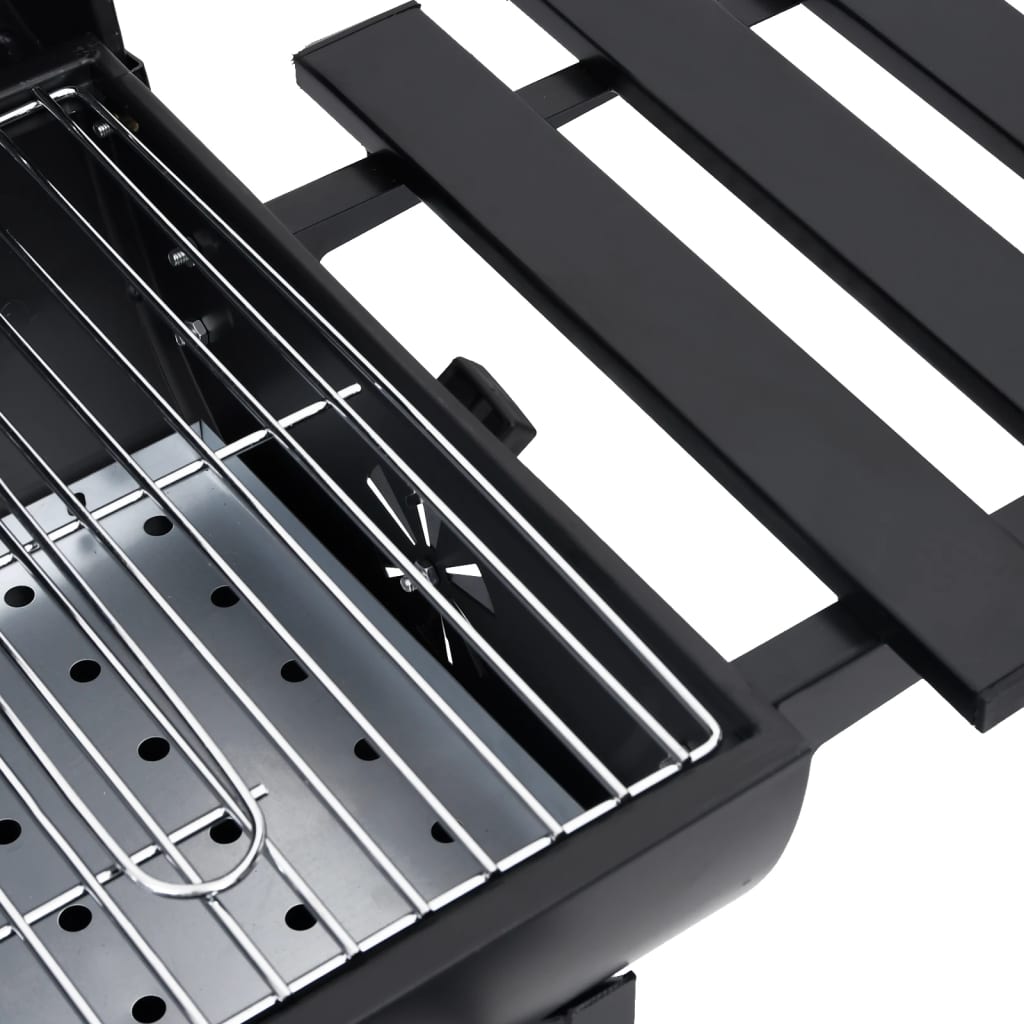 Grillwagen Mit Rädern Und Ablagen Schwarz Stahl 115X85X95 Cm