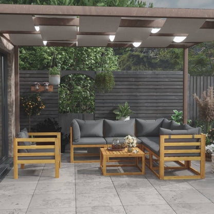 9-Tlg. Garten-Lounge-Set Mit Auflagen Massivholz Akazie