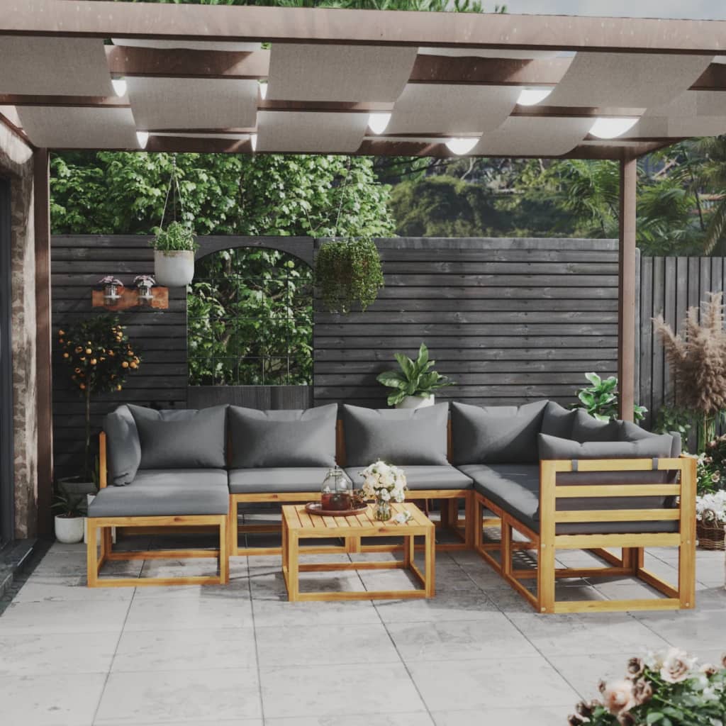 9-Tlg. Garten-Lounge-Set Mit Auflagen Massivholz Akazie