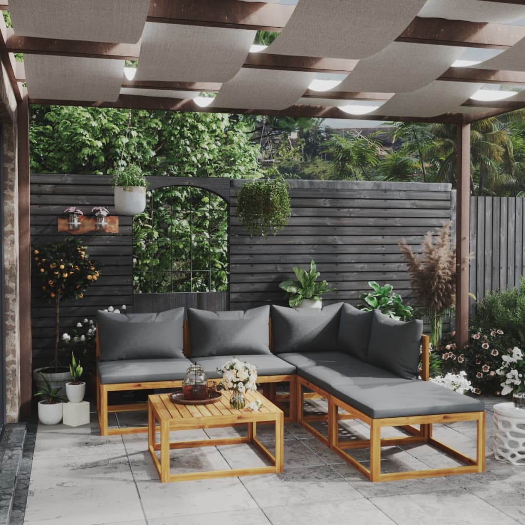 9-Tlg. Garten-Lounge-Set Mit Auflagen Massivholz Akazie