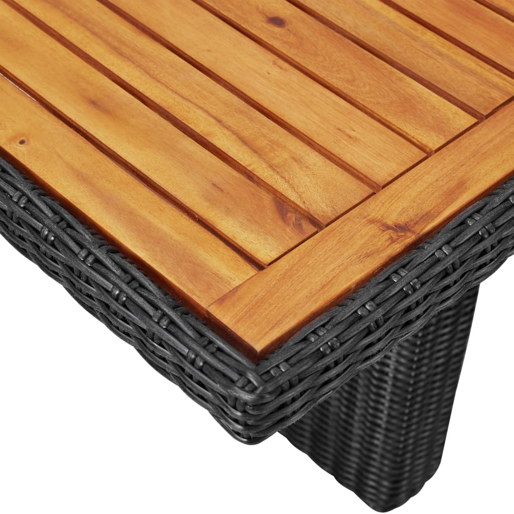 11-Tlg. Garten-Essgruppe Poly Rattan Schwarz