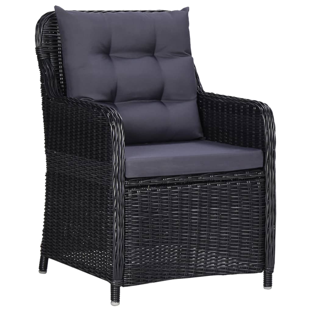 11-Tlg. Garten-Essgruppe Poly Rattan Schwarz