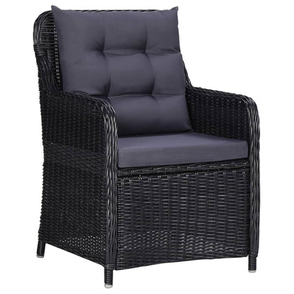 11-Tlg. Garten-Essgruppe Poly Rattan Schwarz