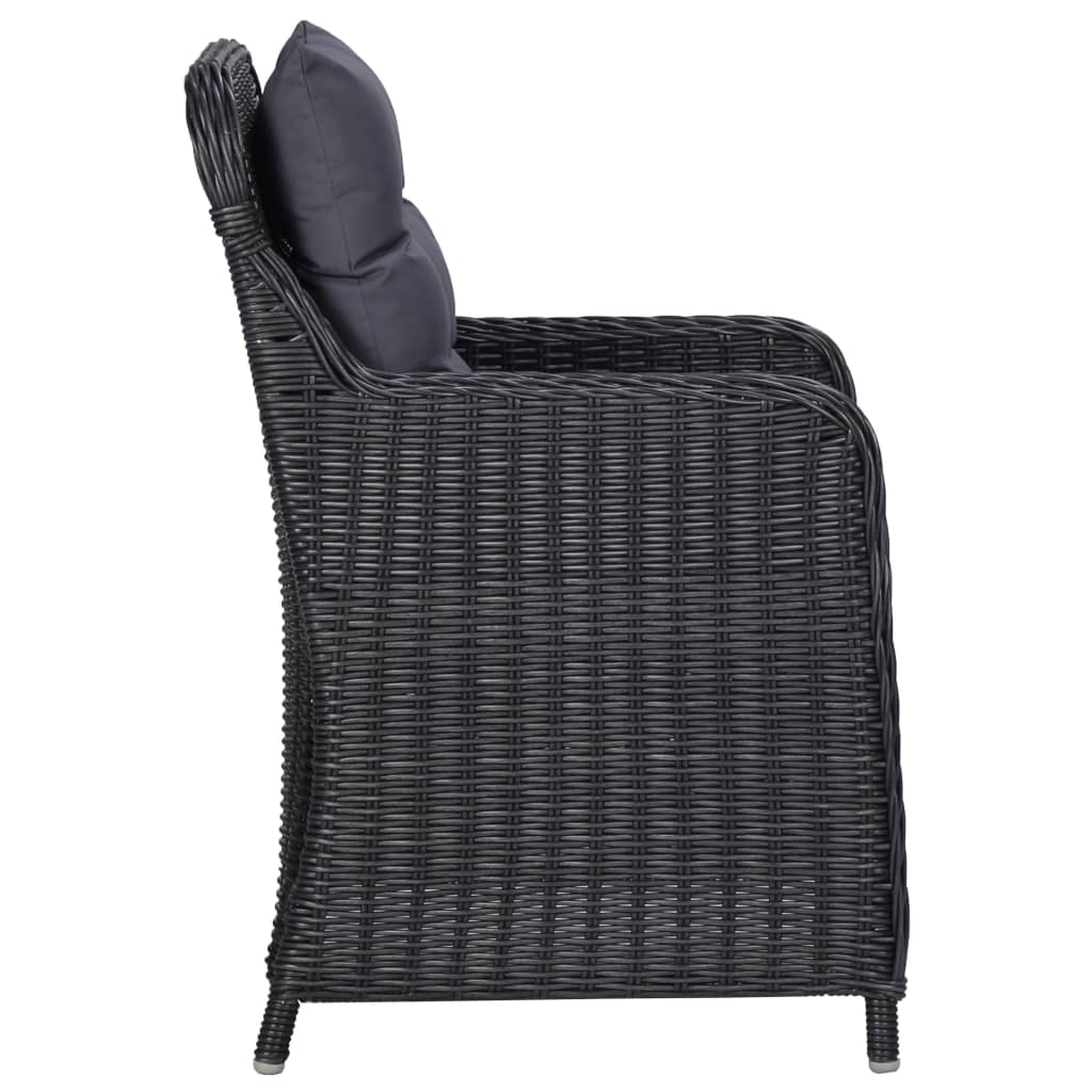11-Tlg. Garten-Essgruppe Poly Rattan Schwarz