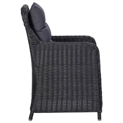 11-Tlg. Garten-Essgruppe Poly Rattan Schwarz