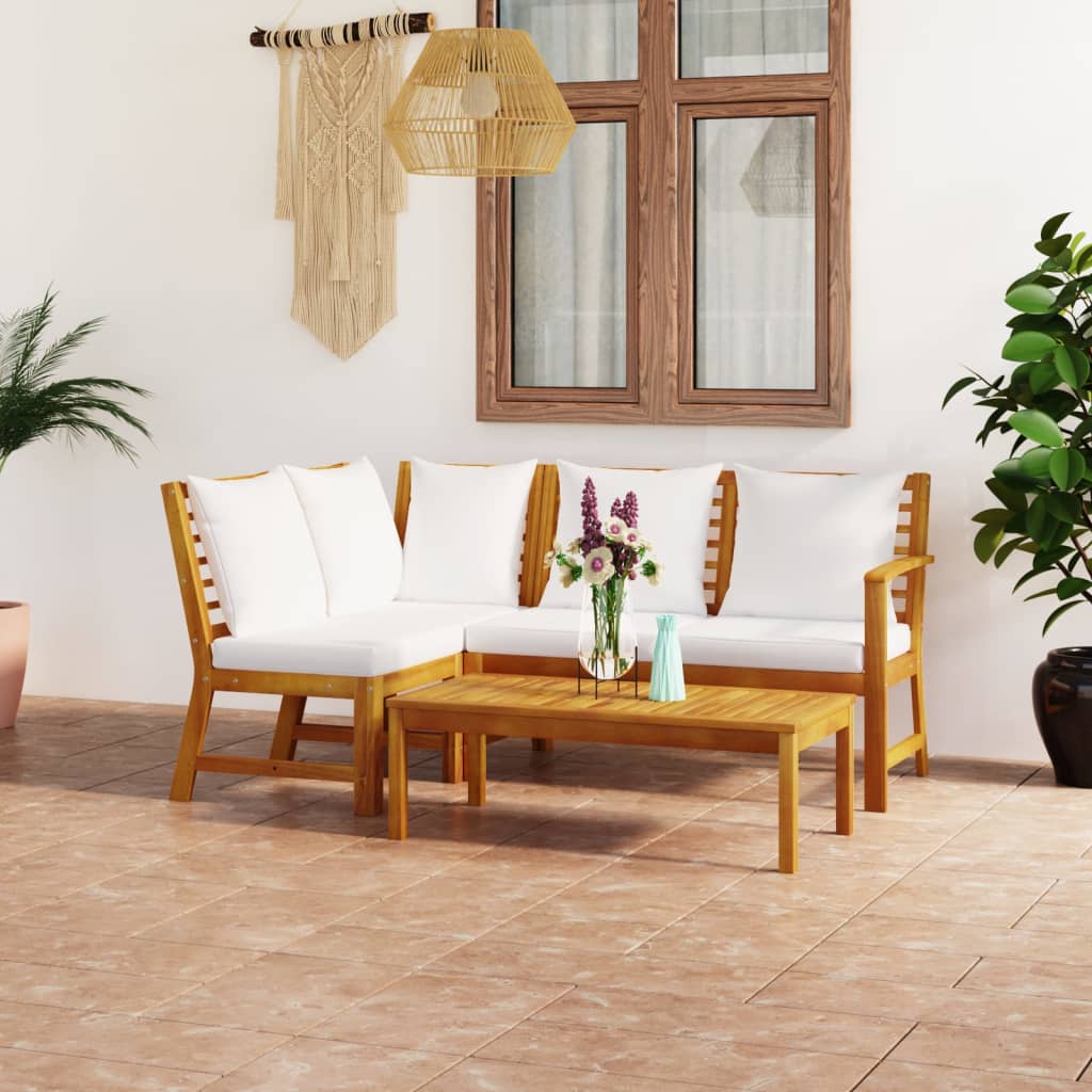 9-Tlg. Garten-Lounge-Set Mit Auflagen Massivholz Akazie