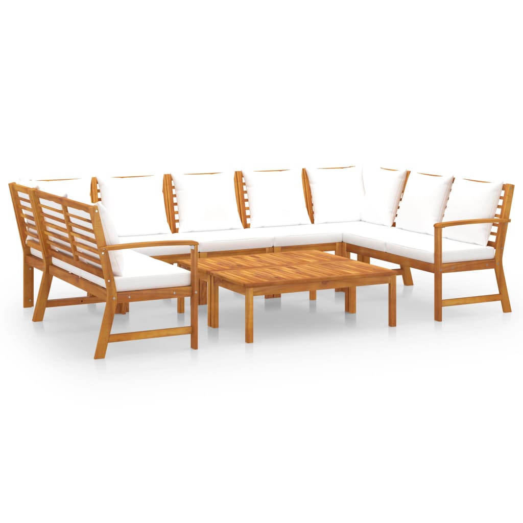 9-Tlg. Garten-Lounge-Set Mit Auflagen Massivholz Akazie