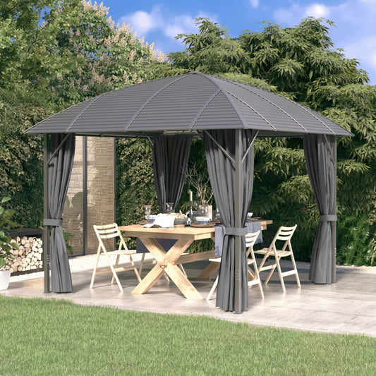 Pavillon Mit Seitenwänden & Bogendach Anthrazit