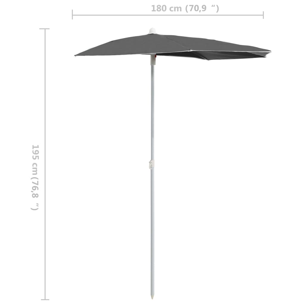 Halb-Sonnenschirm Mit Mast 180X90 Cm
