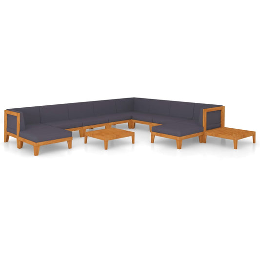 12-Tlg. Garten-Lounge-Set Mit Kissen Akazie Massivholz