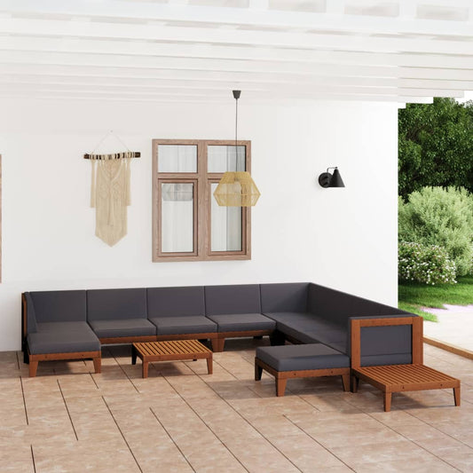 12-Tlg. Garten-Lounge-Set Mit Kissen Akazie Massivholz