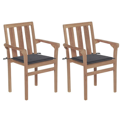 Stapelbare Gartenstühle Mit Kissen 8 Stk. Massivholz Teak